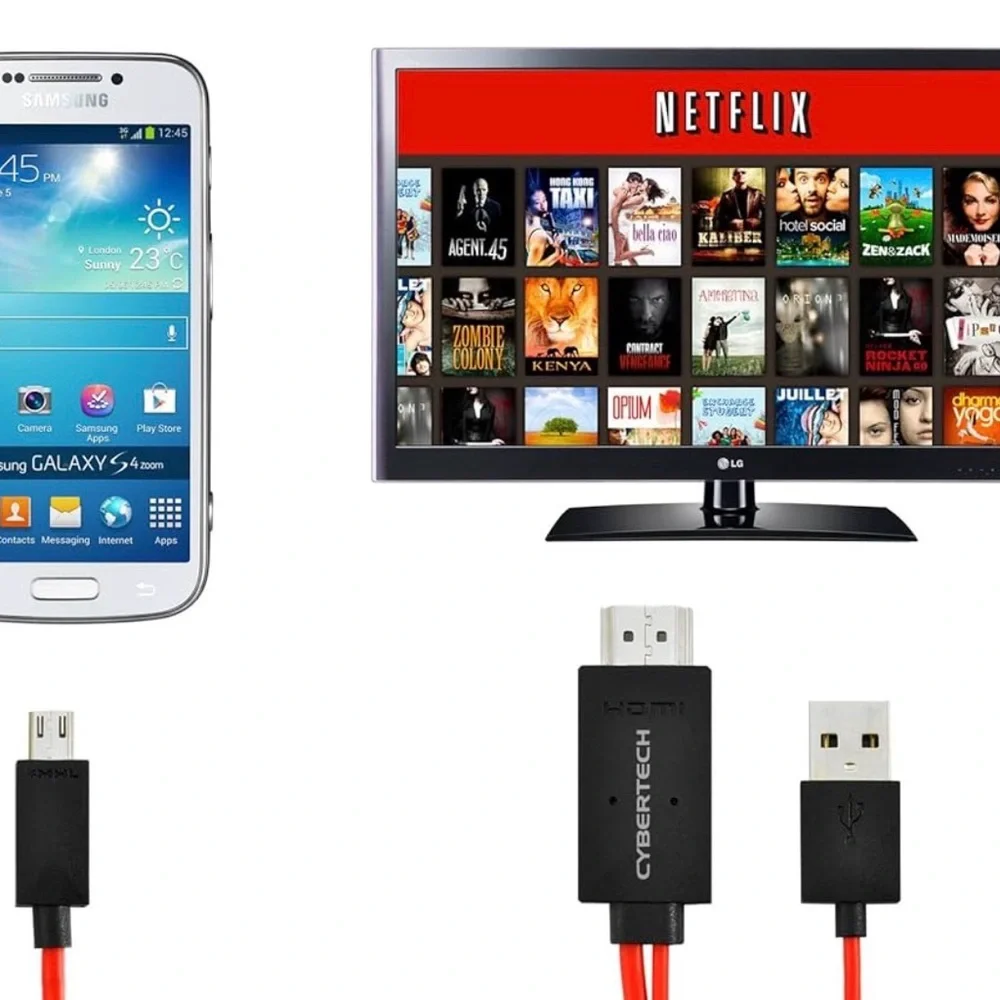 Red HDMI to USB/micro usb Cable